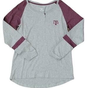 Texas A&M Raglan Long Sleeve Embellished Logo Long Sleeve Tee Women Sz XL
